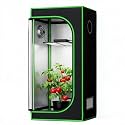 Small Grow Tent for Aerogarden，18”x18”x48” ，Hydroponics Growing System ，Highly Reflective 600D Diamond Mylar Canvas with Ventilation window and Floor Tray for Hydroponic Indoor Plant Growing