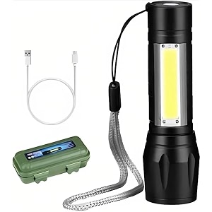 small led flashlight 800 lumens cob rechargeable keychain mini flashlight 4 light 0portable pocket light with folding bracket bottle opener and magnet base for fishing walking camping