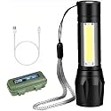 Small LED Flashlight 800 Lumens COB Rechargeable Keychain Mini Flashlight 4 Light 0Portable Pocket Light with Folding Bracket Bottle Opener and Magnet Base for Fishing Walking Camping