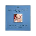 Small Personalized Engagement Photo Album Blue Leatherette Holds 100 Photos Proposal Gift