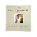 Small Personalized Engagement Photo Album Cream Leatherette Holds 100 Photos Proposal Gift