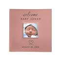 Small Personalized Welcome Baby Photo Album Pink Leatherette Holds 100 Photos Baby Shower