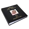 Small Personalized Welcome Baby Photo Album Black Leatherette Holds 100 Photos Baby Shower