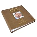 Small Personalized Welcome Baby Photo Album Brown Leatherette Holds 100 Photos Baby Shower
