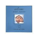 Small Personalized Welcome Baby Photo Album Blue Leatherette Holds 100 Photos Baby Shower