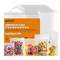 Small Plastic Zip Bags, 5 Sizes, 1000 Count