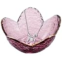 Small Purple Flower Jewelry Dish, Glass Jewelry Ring Tray Trinket Bowl, Nightstand Decor Ring Holder for Women, Wedding, Birthday, Mother's Day Gifts for Women