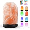 Small Remote Salt Himalayan Salt Lamp 16 Colors, Natural Crystal Salt Rock Lamp Hand Carved Night Lights, USB Salt Crystal Lamp Remote Control Salt Lamp for Home Decor and Gift (1.9lb)