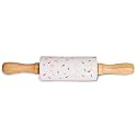 Small Rolling Pin for Kids, Non-Stick Silicone Surface with Wooden Handles for Play Dough and Baking Rolling Pin (Confetti White)