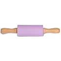 Small Rolling Pin for Kids, Non-Stick Silicone Surface with Wooden Handles for Play Dough and Baking Rolling Pin (Light Purple)