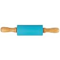 Small Rolling Pin for Kids, Non-Stick Silicone Surface with Wooden Handles for Play Dough and Baking Rolling Pin (Sky Blue)