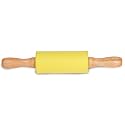 Small Rolling Pin for Kids, Non-Stick Silicone Surface with Wooden Handles for Play Dough and Baking Rolling Pin (Lemon Yellow)