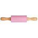 Small Rolling Pin for Kids, Non-Stick Silicone Surface with Wooden Handles for Play Dough and Baking Rolling Pin (Light Pink)