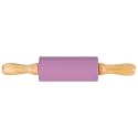Small Rolling Pin for Kids, Non-Stick Silicone Surface with Wooden Handles for Play Dough and Baking Rolling Pin (Bright Purple)