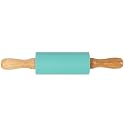 Small Rolling Pin for Kids, Non-Stick Silicone Surface with Wooden Handles for Play Dough and Baking Rolling Pin(Teal Blue)