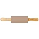 Small Rolling Pin for Kids, Non-Stick Silicone Surface with Wooden Handles for Play Dough and Baking Rolling Pin (Desert Beige)