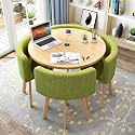 Small Space Saving, Round Dining Table and Chairs Set 4, Office Reception Room Club Table and Chair Set, Meeting Room Table for Home Living Room Balcony Cafe Break Room