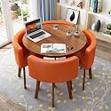 Small Round Dining Table and Chairs Set 4, Office Reception Room Club Table and Chair Set, Space-Saving Meeting Room Table for Home Living Room Balcony Cafe Break Room