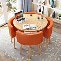Small Round Dining Table and Chairs Set 4, Office Reception Room Club Table and Chair Set, Space-Saving Meeting Room Table for Home Living Room Balcony Cafe Break Room