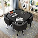 Small Round Dining Table Set, Round Dining Table and Chairs Set 4, Office Reception Room Club Table and Chair Set, Space-Saving Small Meeting Room Table for Home Living Room Balcony Cafe BRE