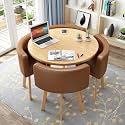 Small Round Table and Chairs Set, Round Dining Table and Chairs Set 4, Office Reception Room Club Table and Chair Set, Space-Saving Small Meeting Room Table for Home Living Room Balcony Cafe