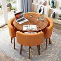 Small Round Table, Round Dining Table and Chairs Set 4, Office Reception Room Club Table and Chair Set, Space-Saving Meeting Table for Home Living Room Balcony Cafe Break Room
