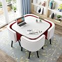 Small Round Table, Round Dining Table and Chairs Set 4, Office Reception Room Club Table and Chair Set, Space-Saving Meeting Room Table for Home Living Room Balcony Cafe Break Room