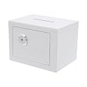 Small Safe Box, 1.01Gal Mini Cubic Security Cabinet Safes with Coin Slot &amp; Keys, 110° Opening Angle, Small Cash Drop Box, Safe Deposit Boxes for Cabinets, Home &amp; Office (White)