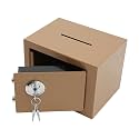 Small Safe with Keys & Code for Money Cash and Coin, 1 Gal Mini Home Safes for Money, Wall Mount Steel Cub Safe for Home, Office, Gold 9x6.7x6.7in