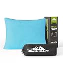 Small Shredded Memory Foam Pillow, Camping Pillow Travel Pillow - Compressible Medium Firm, Breathable Cover, Ideal Backpacking Hiking, Airplane and Car (Sky Blue, M)