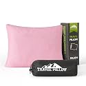 Small Shredded Memory Foam Pillow, Camping Pillow Travel Pillow - Compressible Medium Firm, Breathable Cover, Ideal Backpacking Hiking, Airplane and Car (Apricot Pink, M)