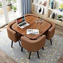 Small Space Dining Table, Round Dining Table and Chairs Set 4, Office Reception Room Club Table and Chair Set, Meeting Room Table for Home Living Room Balcony Cafe Break Room