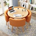 Small Space Dining Table Set, Round Dining Table and Chairs Set 4, Office Reception Room Club Table and Chair Set, Home Living Room Balcony Cafe Break Room
