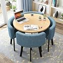 Small Space Furniture, Round Dining Table and Chairs Set 4, Office Reception Room Club Table and Chair Set, Space-Saving Small Meeting Room Table for Home Living Room Balcony Cafe Break Room