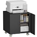 Metal Printer Stand, Home Office Rolling Printer Station, Heavy Duty File Cabinet with Printer Paper Storage, Black Office Storage Cabinet, Suits 3D Printer, Fax, Scanner, Copier