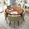 Small Space Saving, Round Dining Table and Chairs Set 4, Office Reception Room Club Table and Chair Set, Meeting Room Table for Home Living Room Balcony Cafe Break Room