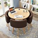 Small Space Saving Table Set, Round Dining Table and Chairs Set 4, Office Reception Room Club Table and Chair Set, Meeting Room Table for Home Living Room Balcony Cafe Break Room