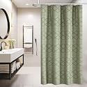 Small Stall Boho Shower Curtain - Sage Green Tassle Woven Fabric - 36 x 72 Half Size - Tufted Chevron Striped Textured Modern Farmhouse Minimalist Cloth Shower Curtain for Bathroom