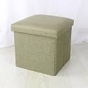 Small Storage Ottoman Foldable Cube Stool,Square Foot Rest Stool for Living Room Bedroom,Toy Box Storage Chest Collapsible Padded Seat Ottoman (Green,19x12x12inch)