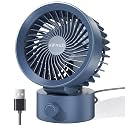 Small USB Desk Fan, Mini Office Desktop Table Fans Portable, Blue