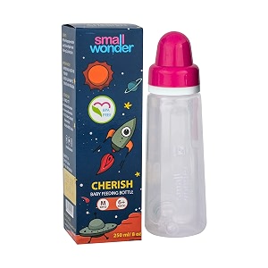small wonder baby feeding bottle slim neck cherish 250 ml pack of 1 with anti colic nipple new borninfantstoddler upto 3 years bpa free pink colour