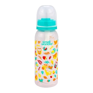 small wonder baby feeding bottle slim neck admire 250 ml pack of 1 animal print with anti colic nipple with feeding spoon new borninfantstoddler upto 3 years bpa free green colour