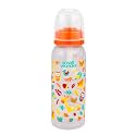 Small Wonder Baby Feeding Bottle Slim Neck Admire 250 ml Pack of 1, Animal Print, with Anti Colic Nipple with Feeding Spoon, New Born/Infants/Toddler Upto 3 Years, BPA Free, Orange Colour