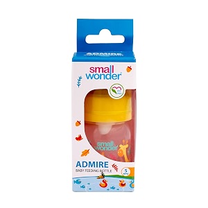 small wonder baby feeding bottle slim neck admire 60 ml pack of 1 animal print with anti colic nipple with feeding spoon new borninfantstoddler upto 3 years bpa free yellow colour