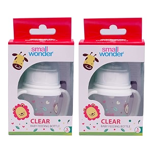 small wonder baby feeding bottle slim neck clear 60 ml pack of 2 animal print with anti colic nipple new borninfantstoddler upto 3 years bpa free white colour