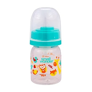 small wonder baby feeding bottle slim neck admire 60 ml pack of 1 animal print with anti colic nipple with feeding spoon new borninfantstoddler upto 3 years bpa free green colour
