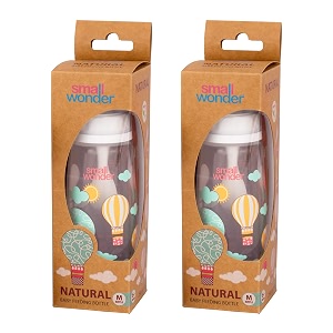 small wonder baby feeding bottle slim neck natural 250 ml pack of 2 ballon print with anti colic nipple with feeding spoon new borninfantstoddler upto 3 years bpa free white colour