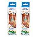 Small Wonder Baby Feeding Bottle Slim Neck Admire 250 ml Pack of 2, Animal Print, with Anti Colic Nipple with Feeding Spoon, New Born/Infants/Toddler Upto 3 Years, BPA Free, Orange Colour