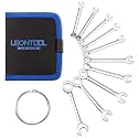 Small Wrench Set Metric 10 Pcs 4mm To 11mm Open End And Box End Spanner Wrenches with Key Ring, Ignition Wrench Set Standard with Portable Storage Pouches