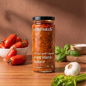 smallbatch roasted garlic amp basil marinara sauce dip marinate spread pizza pasta bread paneer tofu chicken preservative free 100 vegan - 250gms